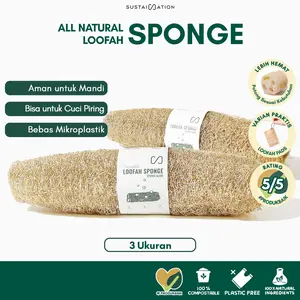 Sustaination Loofah Sponge Alami Ramah Lingkungan 20 - 30 CM| Spons Cuci Piring & Badan