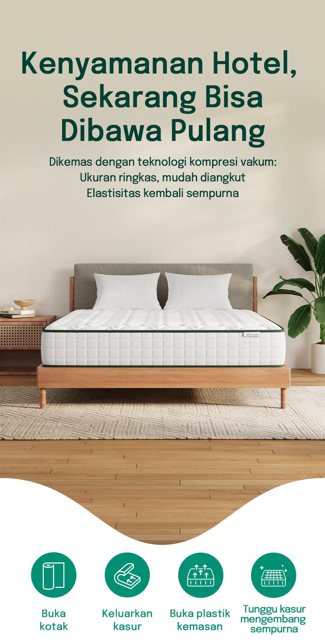 MossWood Kasur Springbed Hotel Premium Anti Goyang Tahan Lama 20cm High Density Anti Air Bonus Bantal Gratis COD