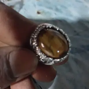 Cincin Keren Mata Harimau Coklat Original Buatan Pria Keren Cincin Perak Perak Elang Hitam Totem Batu Bunga Pesona Mode Pesona Mode Aksesoris Cincin Asli Pria