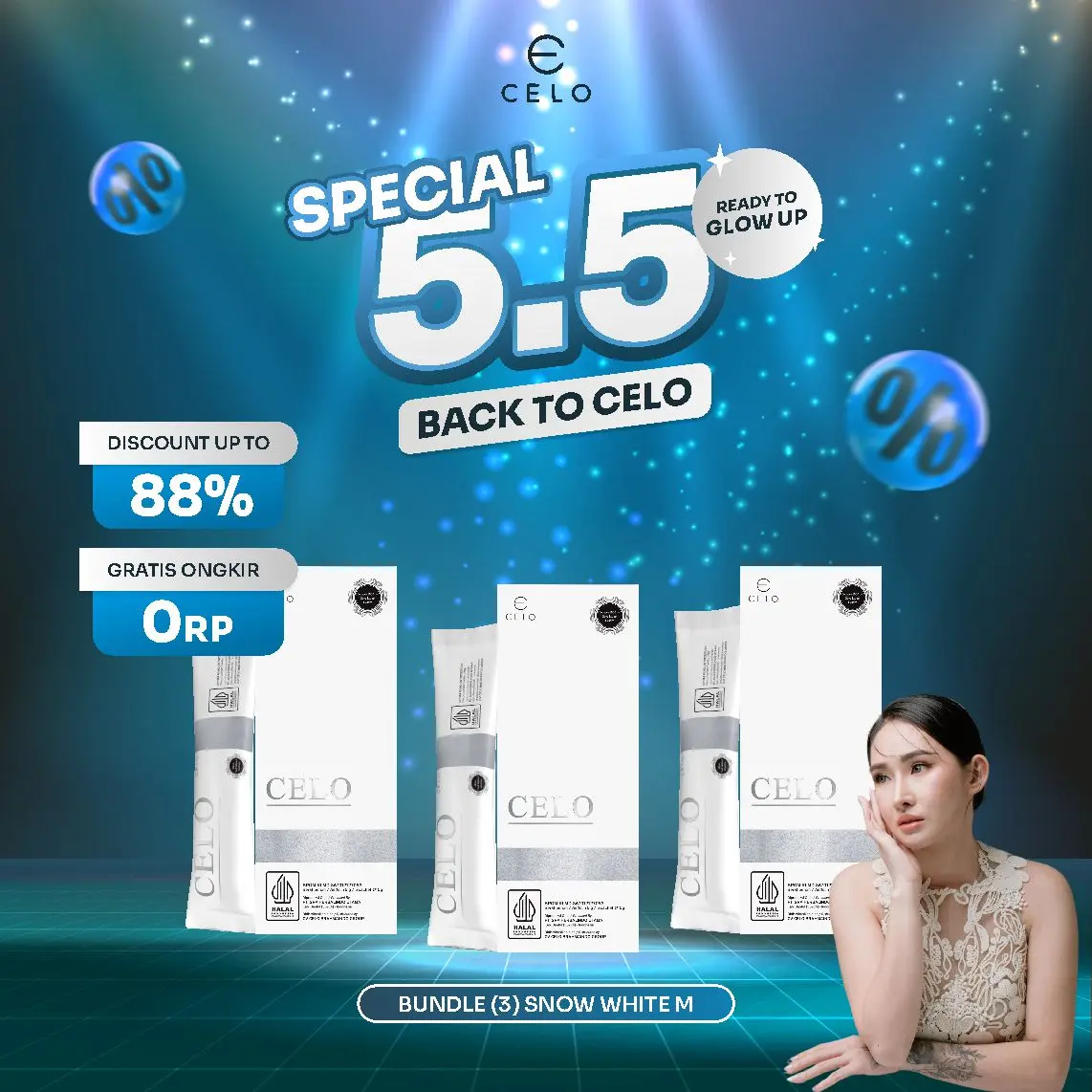 PAKET BUNDLE (3) CELO SNOW LYCHEE DRINK BPOM DAN HALAL