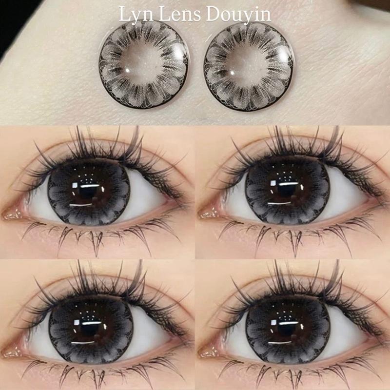  Lyn Lens -  Lens cận & 0 độ  : Kính áp tròng xám hoa long lanh hotdouyin giãn to  Lana gray - 0 đến 7 độ  