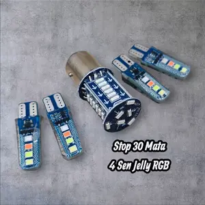 Paket Lampu Stop Rem Running 30 Mata + Sen Jelly Kedip 4 Warna Depan Belakang DC 12 Volt Car Kendaraan Motorcycle