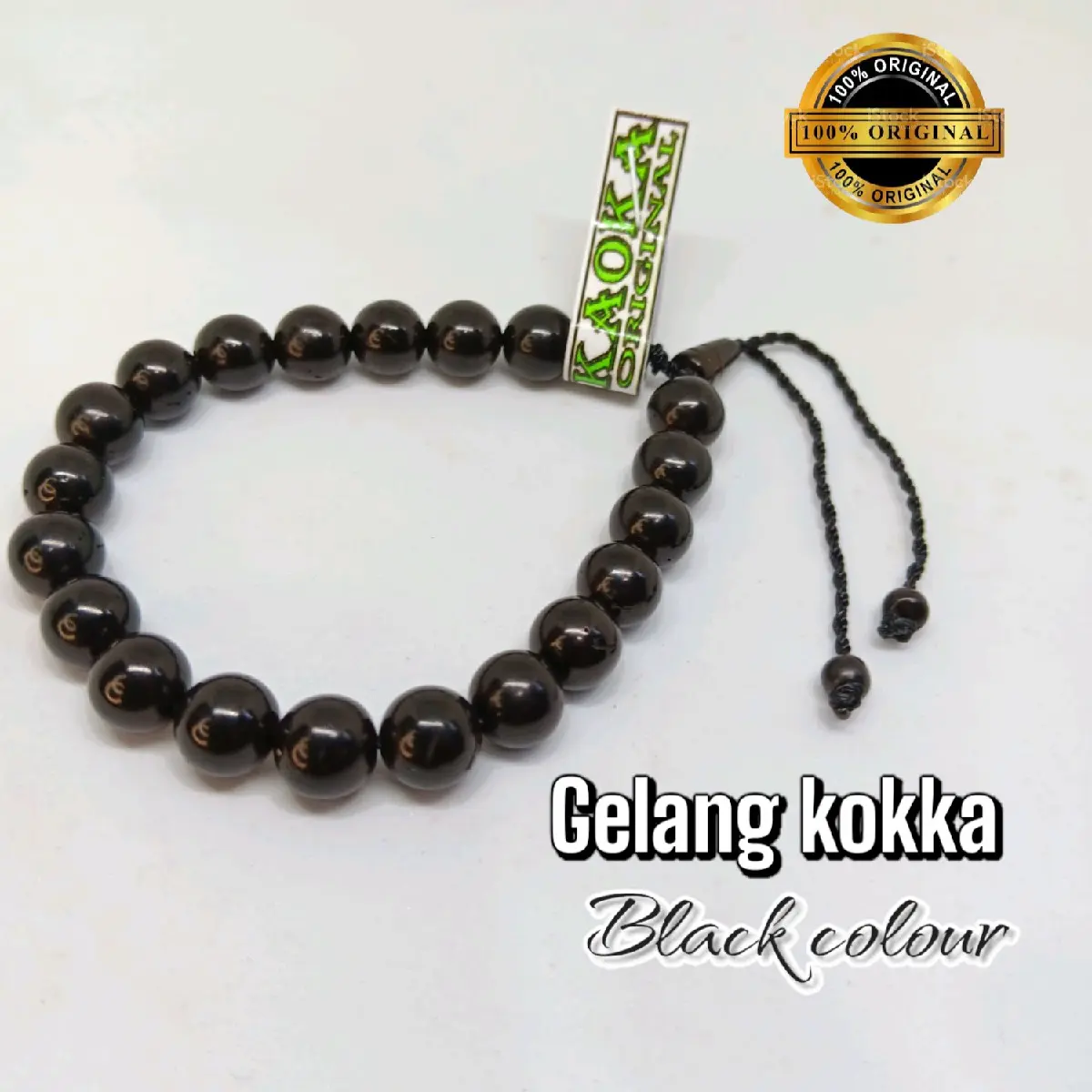 Gelang Kokka Hitam Asli Motif Bulat 7mm Bracelets - Aksesoris Berkualitas Tinggi Elegan gelang habib jindan wapak gelang kaokah tangan