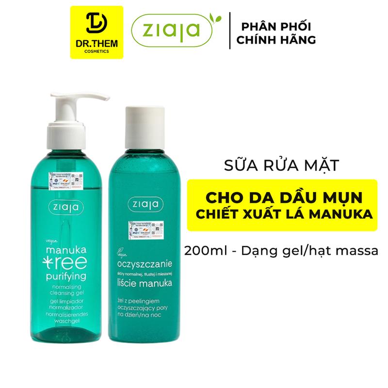 Sữa Rửa Mặt Ziaja Manuka Sạch Sâu, Kiểm Soát Dầu Ziaja Manuka Tree Purifying Normalising Cleansing Gel 200ml