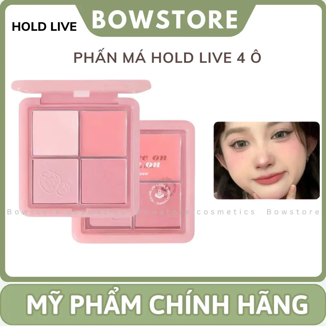 [THUỶ ĐỖ X BOWSTORE] Phấn má hồng 4 ô Hold Live Change On HL707 bảng má 4 màu tự nhiên holdlive mỏng nhẹ dễ tán giữ màu lâu kháng nước Cosmetic Mỹ Phẩm phấn  má tone lạnh Nữ hold live  má kem Women Trang Điểm má  hồng đất má  cotton blush