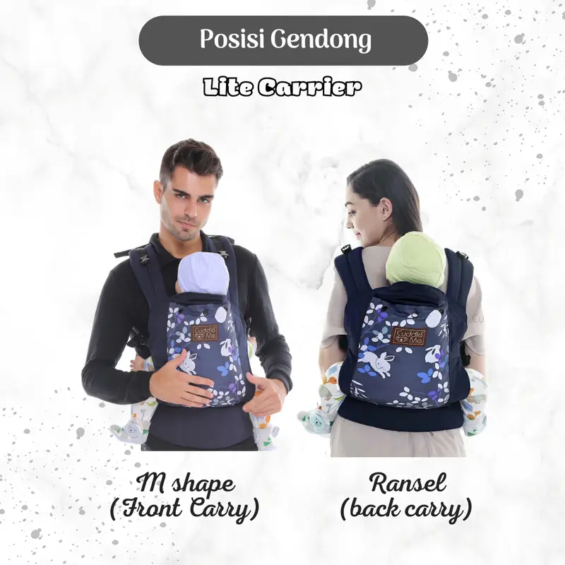 Cuddle me Lite carrier Polos Motif solid gendongan bayi depan SSC support M shape gendong hipseat Empuk 1