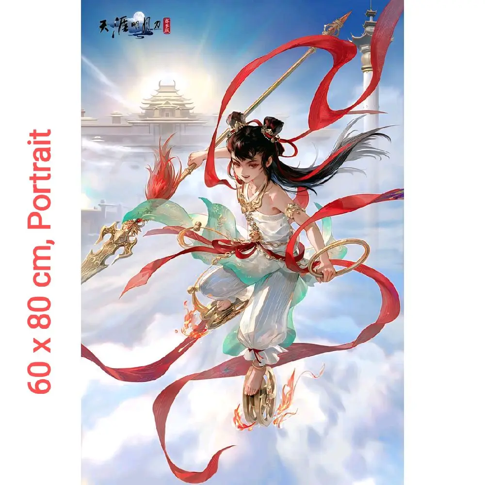 Repro Digital Gambar Lukisan Ne zha china naga dragon legenda warrior