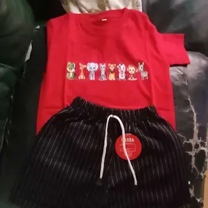 Gasba setelan anak motif hewan kaos combed