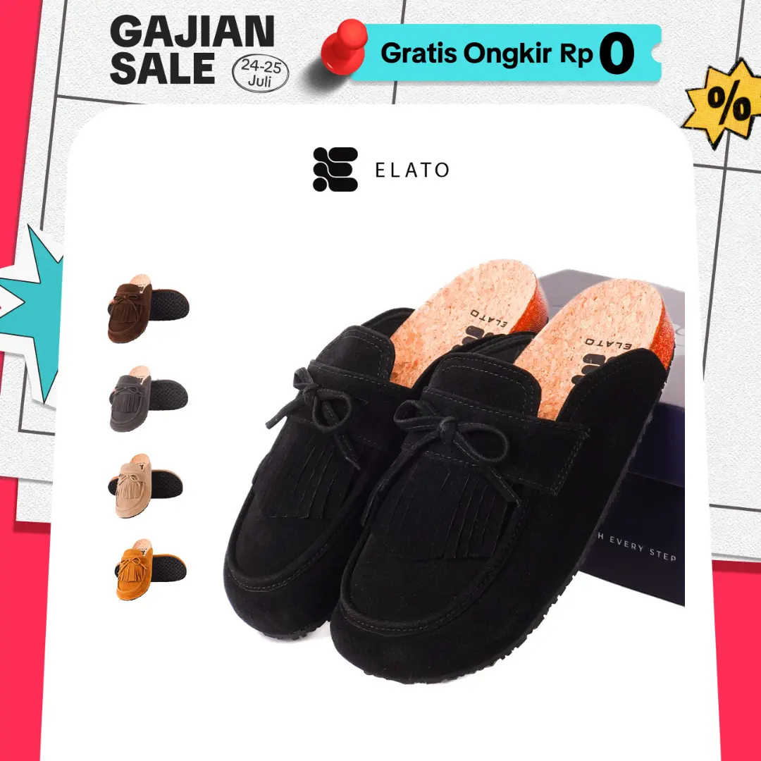 ELATO - Sandal Loafers Pria Wanita Kasual Sendal Boston Suede All Variant - Osaka