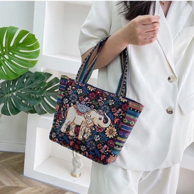 OPIOBAGS TAS TOTE MOTIF GAJAH WANITA IMPORT / TAS TOTEBAG / HANDBAG / TFW 66 2