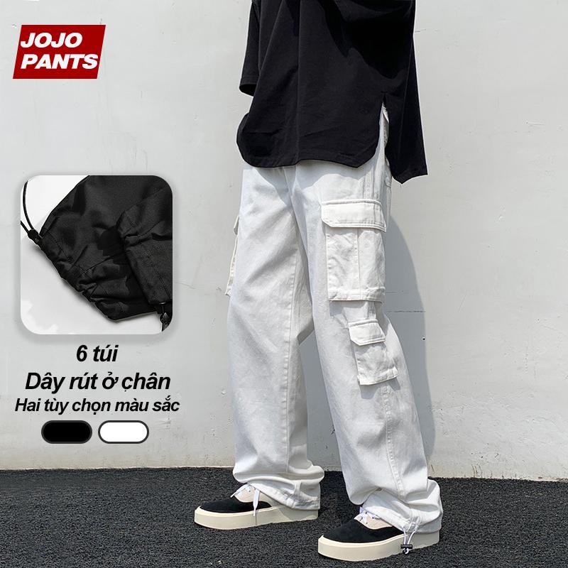 Quần Túi Hộp Nam Thời Trang Hiphop Quần Ống Rộng Màu Trơn Quần nam mùa hè Trắng Quần Cargo pants Phối Nhiều Túi Unisex