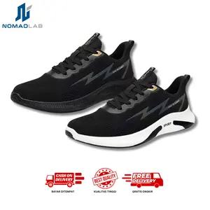 Nomad Petir S50 Sepatu Sneakers Fashion Casual Menyala Kasual Hitam Karet Shoes Olahraga Sport Snekers Pria Running Black