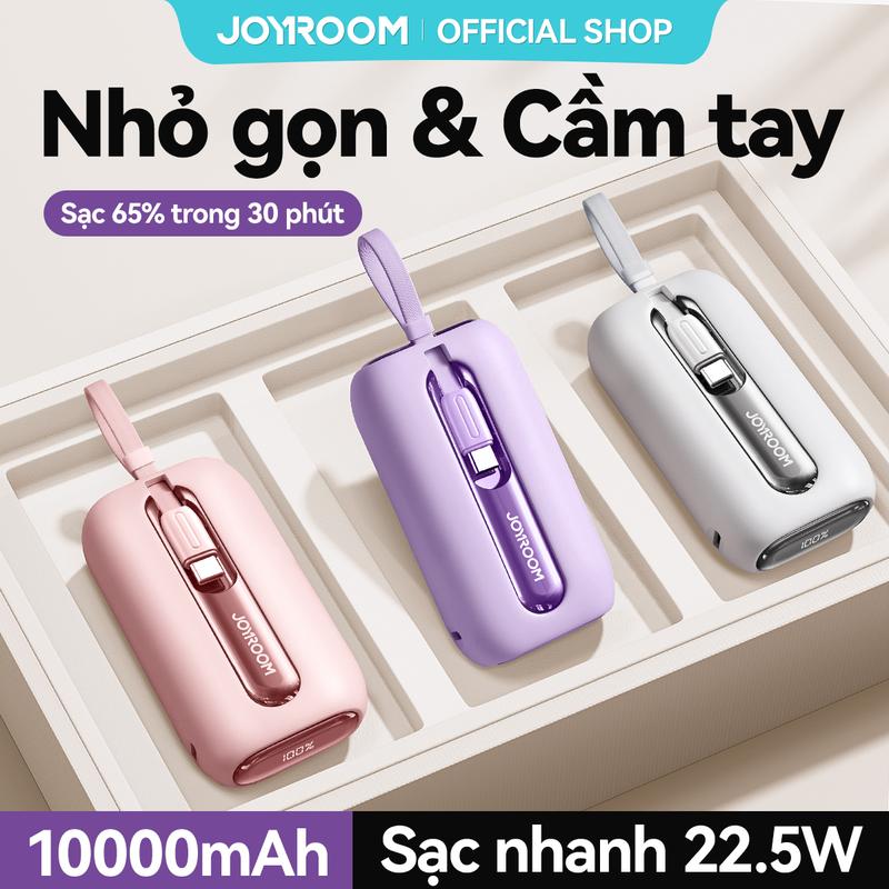Pin Sạc Dự Phòng Cầm Tay Mini Dòng Đầy Màu Sắc JOYROOM 22,5W Dung Lượng 10000mAh Cáp Tích Hợp Type C Tương Thích Với iPhone