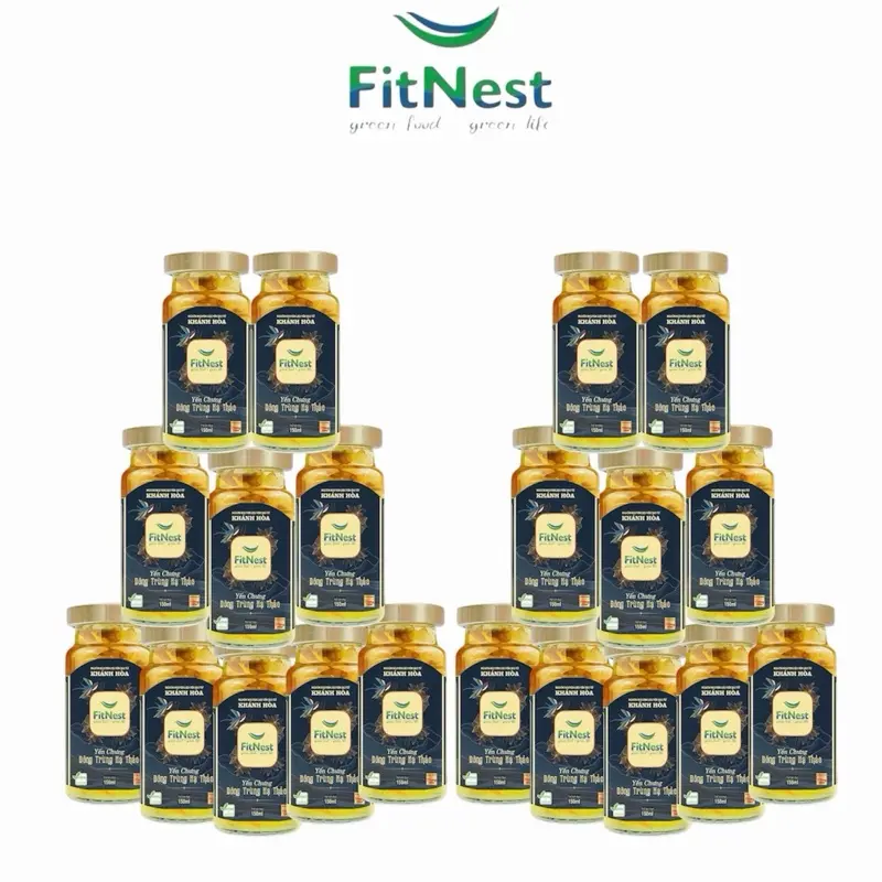 [ COMBO 20 LỌ TRƠN  ] FitNest Yến Chưng ĐÔNG TRÙNG HẠ THẢO - 150ML/LỌ - 770mg Yến Tươi - Bổ Sung Sức Khoẻ