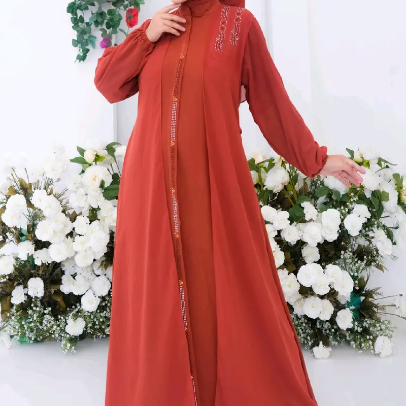 Gamis Set Hijab Terbaru Termurah | Gamis Viral Terlaris | Crinkle Kombinasi Ceruty | Gamis lebaran 2024 Muslim Cantik Syari Nyaman Panjang Wanita Formal Simple Dress Mewah 8