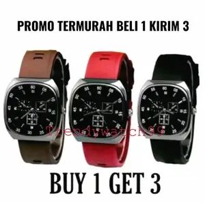 ( BISA COD ) TERLARIS,,!!! Jam Tangan Wanita PAKET ISI 3 CUMAN 45RB Bisa Pilih Warna dan Model Body Oval/Kotak  - Watches Elegan Karet Quartz