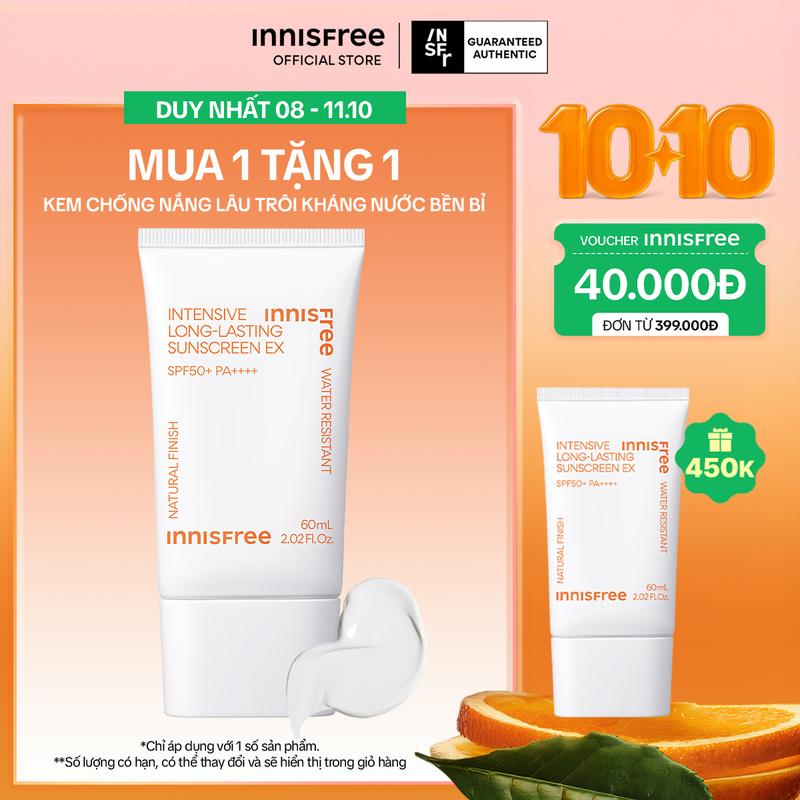 [MUA 1 TẶNG 1] Kem chống nắng lâu trôi INNISFREE Intensive Long Lasting Sunscreen EX 60mL