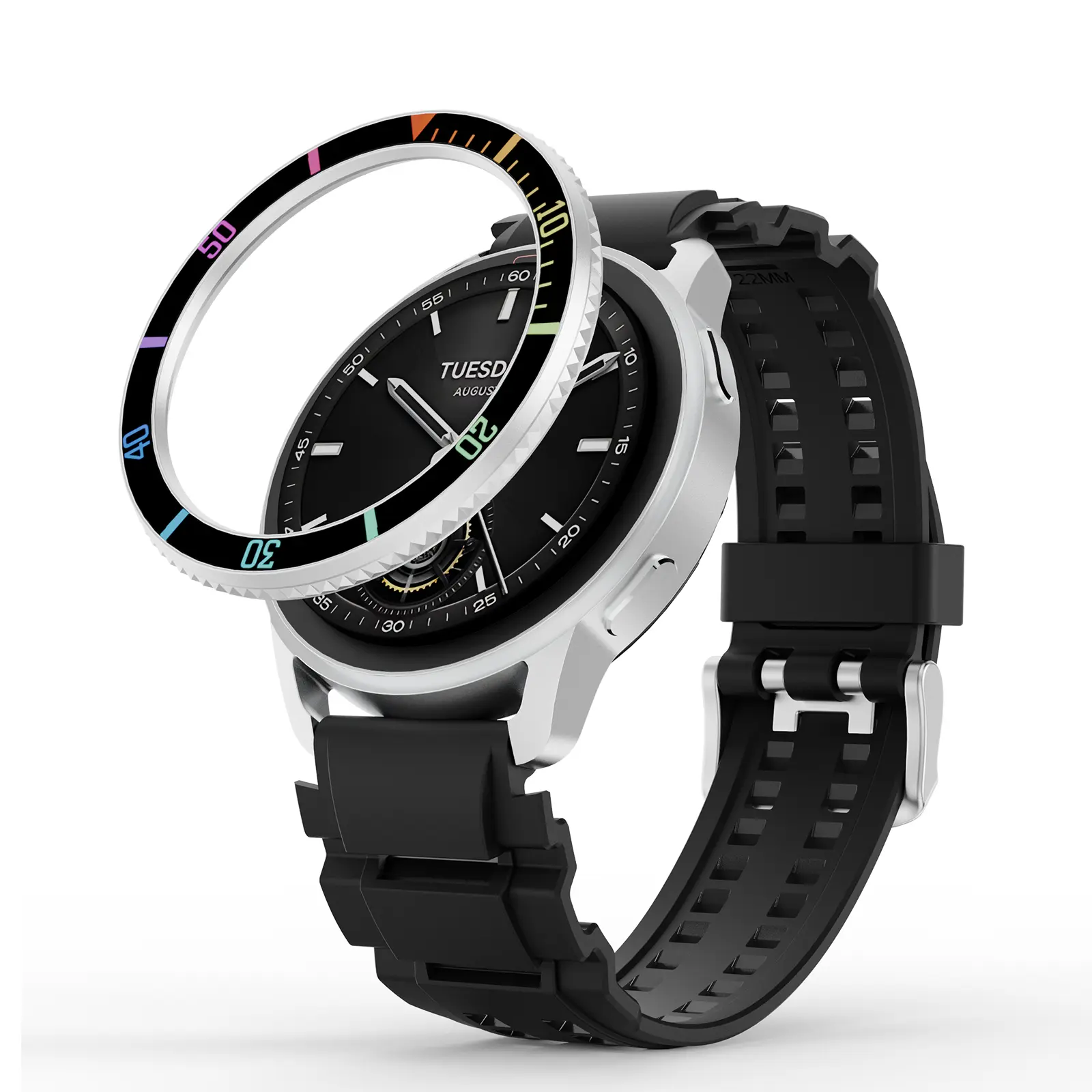 Bezel for Xiaomi Watch S3, Smartwatch Accessory Hard Fibered Plastic Tempered Glass Anti Scratch Dial Protector Case Shell Bumper Decoration Shockproof Protective Ultra Lightweight Easy Install Shock Resistant