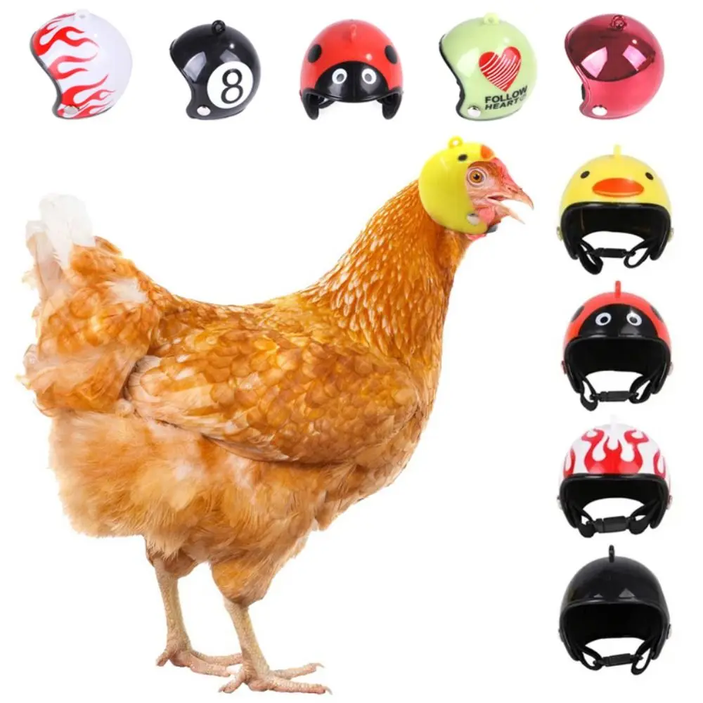 Creative Mini Pet Chicken Helmet Cartoon Pet Sun Rain Protection Hats Small Pet Hard Hat Plastic Pet Protective Headgear Rainy Day