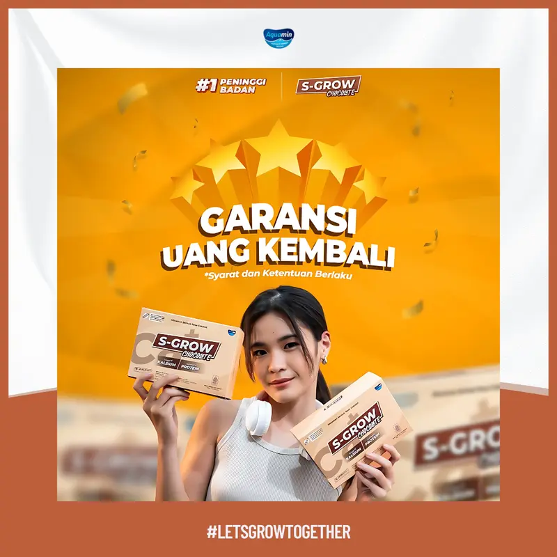 S-GROW Susu Rasa Coklat Tinggi Kalsium untuk Pertumbuhan Badan Remaja dan Dewasa dengan Multivitamin Zinc dan Vitamin D  bpom 5