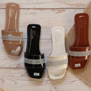 B'MALSSS Sandal Wanita - Wanita Dewasa - Sandal Flat Simpel - Pernak Perik Kekinian