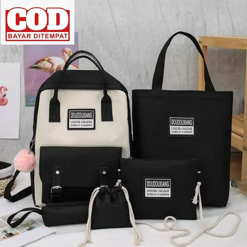 [ PROMO ] TAS ARKAN - TAS 5 IN 1 TAS WANITA MODEL TERBARU TERMURAH TERKINI LUCU ELEGAN / RANSEL WANITA / TAS SEKOLAH / TAS WANITA / TAS 5IN1 / TAS ANAK SEKOLAH  / TAS MODEL KOREA / TAS RANSEL / TAS LAPTOP / TAS MURAH COD / TAS STAR COLLECTION 1 Backpack T