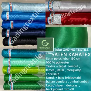 ( per 1 roll ) kain SATEN KAHATEX satin polos lebar 150 cm polyester bahan baju bridesmaid gamis nari tari dekorasi dekor ruangan hordeng gorden background backdrop foto umbul bendera merah putih kacu slayer pramuka hidden box hantaran toga wisuda