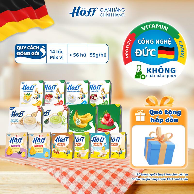 Combo trọn bộ dinh dưỡng sữa chua váng sữa cháo sữa phô mai trẻ em Hoff ăn dặm bổ sung dưỡng chất vitamin men lợi khuẩn canxi protein DHA chất xơ - Food