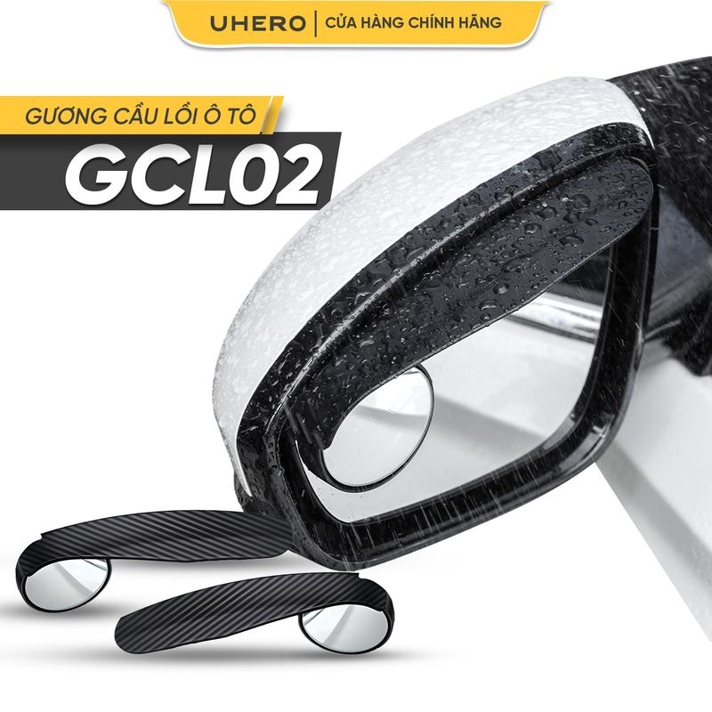 UHERO Hộp 2 Gương Cầu Lồi GCL02 Xóa Điểm Mù Xoay 360 Độ Kèm Tấm Che Mưa Gắn Gương Chiếu Hậu Ô Tô