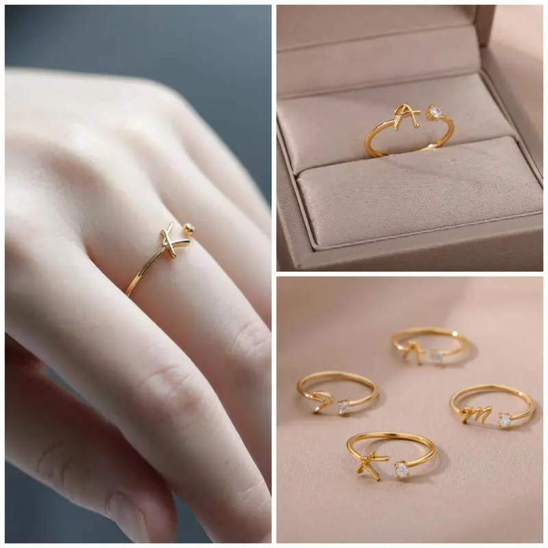 New niche versatile ring, daily ring, fashionable titanium steel stainless steel non fading letter ring