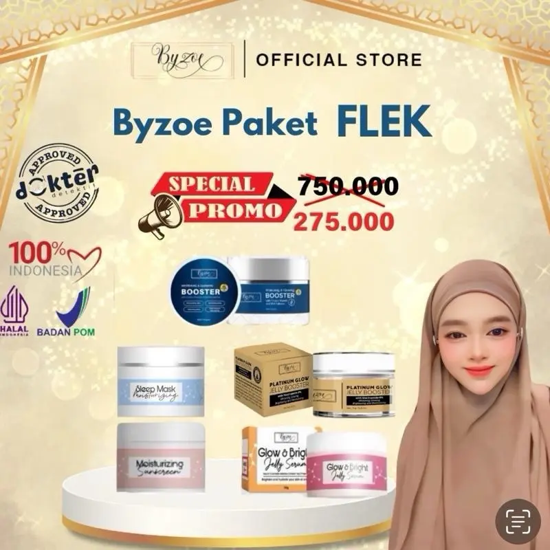 [DOKTIF APPROVED] Byzoe Paket Flex dan Melasma Lengkap 5in1 .(Sleepmask,Sunscreen,Platinum,BiruBooster,JellySerum) Gold Jelly Booster.
