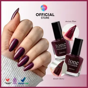 TONE Nail Lacquer Merah | Kutek Maroon | Kutek Merah Glossy | Maroon Nail Polish | Cat Kuku Nail Polish | Kutek Halal Muslimah