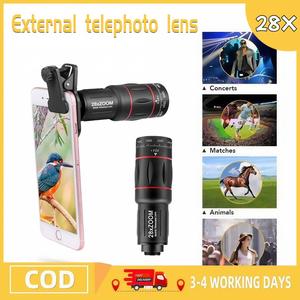 Universal Monocular Zoom HD Optical Cell Phone Lens Observing Survey 28X telephoto lens Accessory Portable Smartphone Adjustable Clip Camera