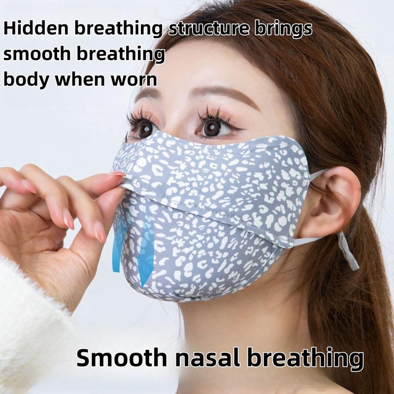 Mặt Nạ Họa Tiết Da Báo Mặt Nạ Chống Nắng, Mặt Nạ Lụa, Chống Tia UV Mùa Hè, Thoáng Khí, Dành Cho Người Lớn, Mỏng, Toàn Mặt 1