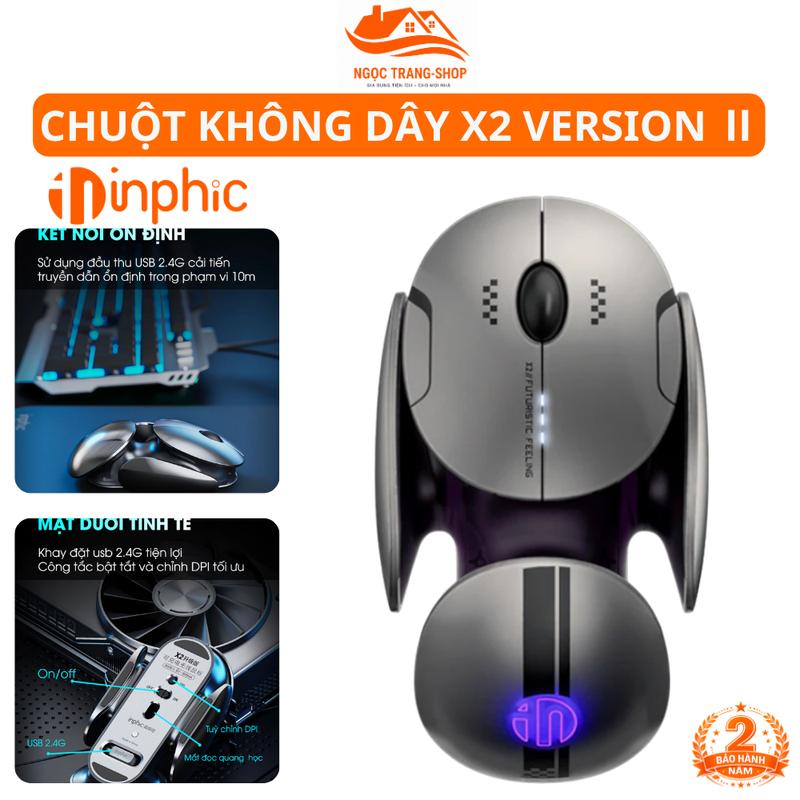 Chuột Máy Tính Không Dây INPHIC X2 Version II – Chuột Wireless Cho Laptop, PC, Học Tập Và Văn Phòng