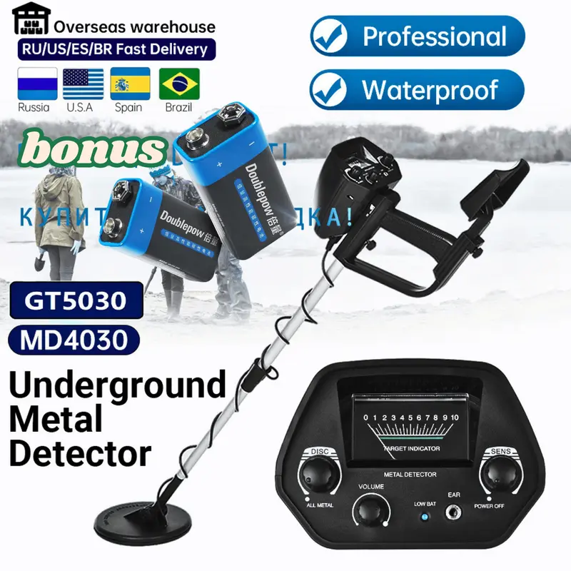 COD King Detektor Alat Pendeteksi emas Logam berlian dalam tanah Gratis Baterai 9V Metal - MD-4030