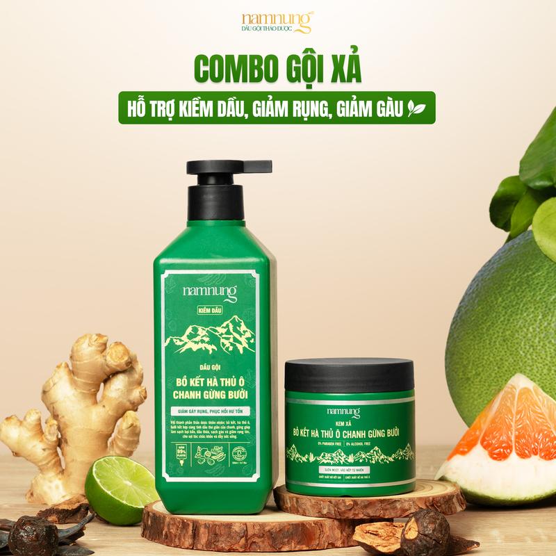 [FLASH SALE] [Bán chạy] Dầu gội thảo dược bồ kết NamNung 500ml và dầu xả thảo dược 200gr hỗ trợ giảm rụng, giảm dầu, suôn mượt Chăm sóc tóc Dưỡng tóc nữ - Giảm 39%