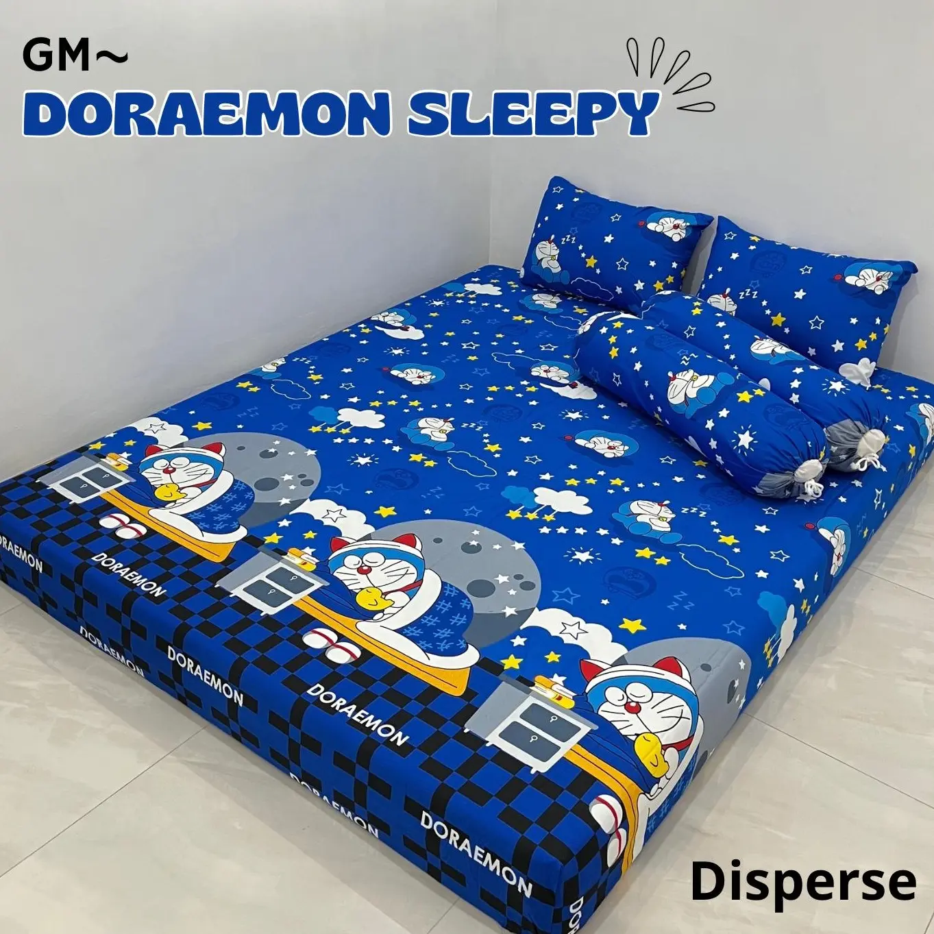 SPREI KARAKTER ANAK DORAEMON SET Sarung Bantal/Guling Karet Tali Kain