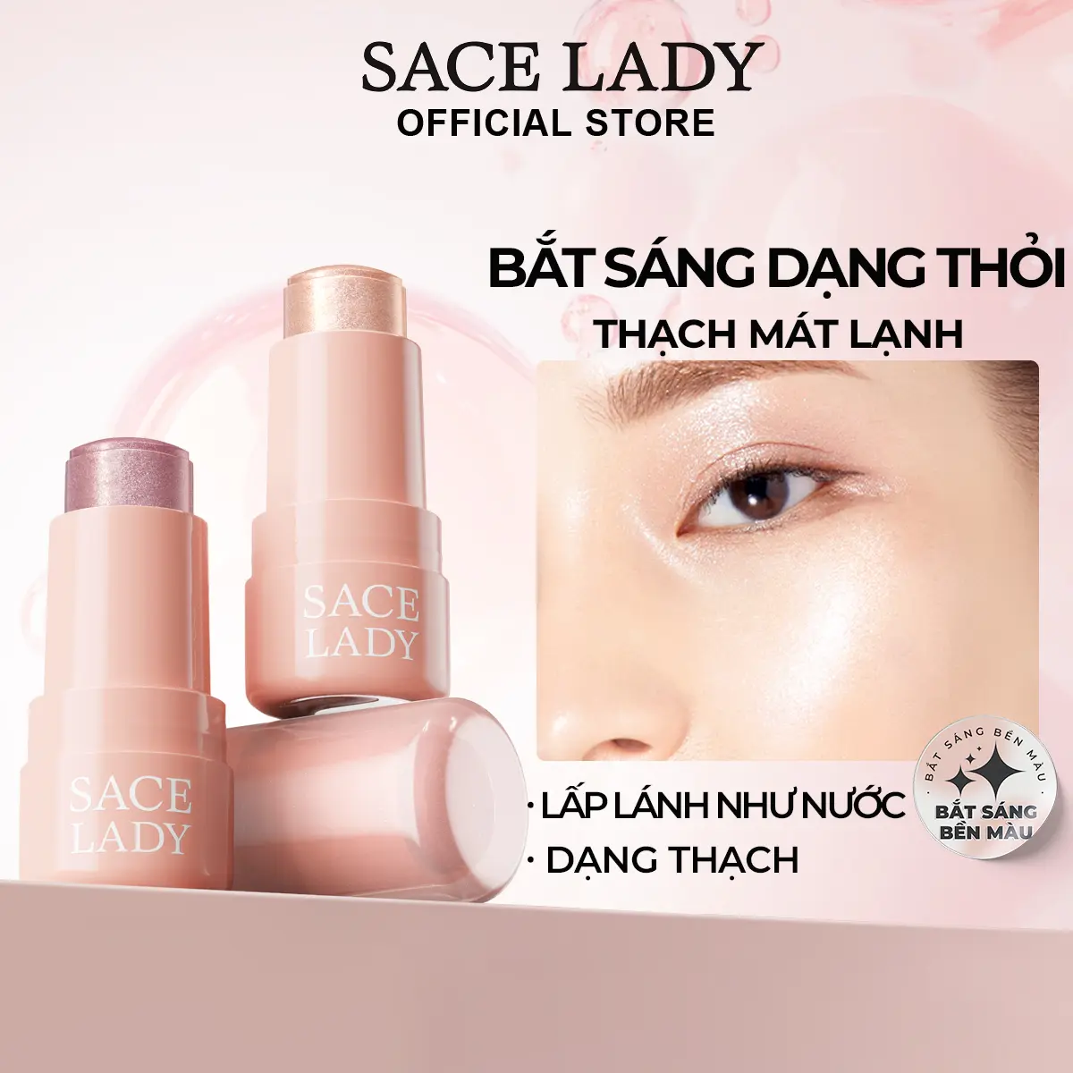 [Cod]Phấn Bắt Sáng Sace Lady Mỹ Phẩm Trang Điểm Dạng Thạch Độc Đáo 8G
