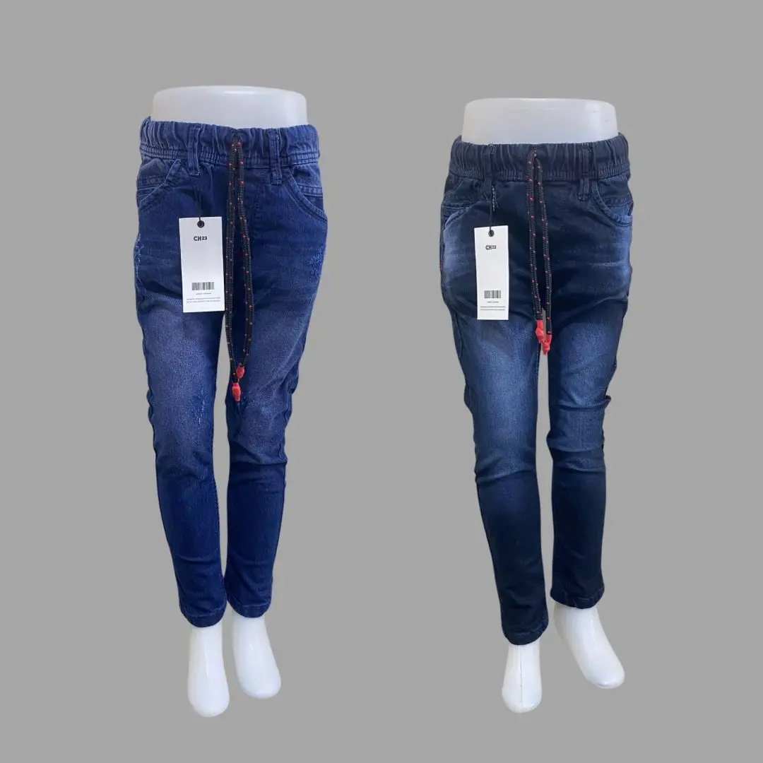 Celana Panjang Jeans Anak Laki Laki Model Distro Bahan Denim Nonstretch Warna Biru Snow Pinggang Karet Tali Terbaru Kekinian