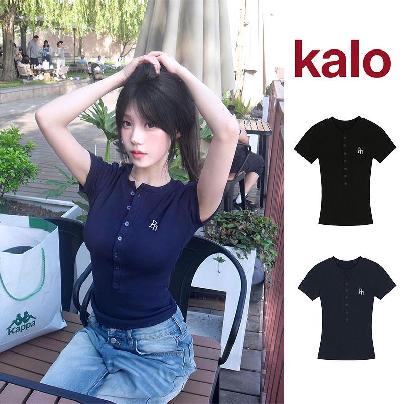  Áo thun cổ tròn tay ngắn thêu họa tiết cổ điển làm từ cotton nhẹ và thoáng khí thích hợp mặc hàng ngày 