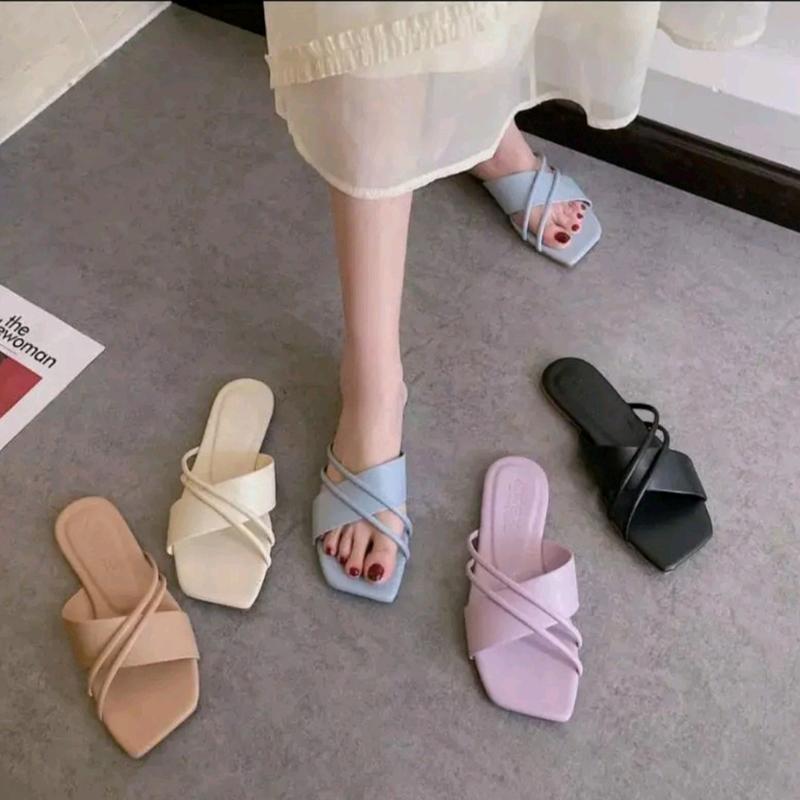 Sendal Teplek Wanita Elita - Sandal Flat Tali Selop Silang Trendy - Shoes 2