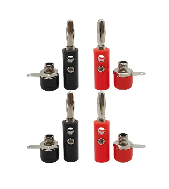 4 Pcs Soket Steker Pisang 4Mm Konektor Laki-laki Perempuan Terminal Sekrup Mengikat Posting Adaptor Amplifier Speaker Audio