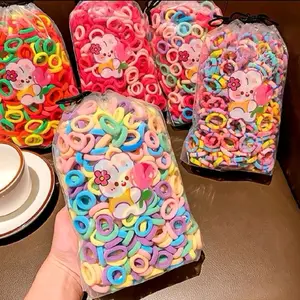 Karet Rambut Donat Kecil Pouch kucir rambut Anak Warna Warni isi banyak Elastis