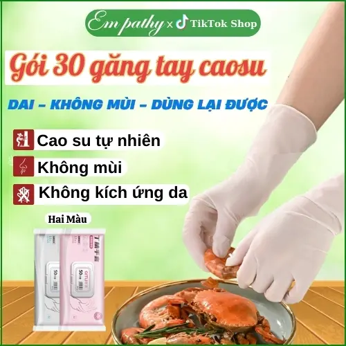 Găng tay cao su, Gói 30 găng tay làm bếp nấu ăn rửa bát rửa chén, Bao tay cao su rửa bát siêu dai không mùi sử dụng nhiều lần, đa năng tiện dụng
