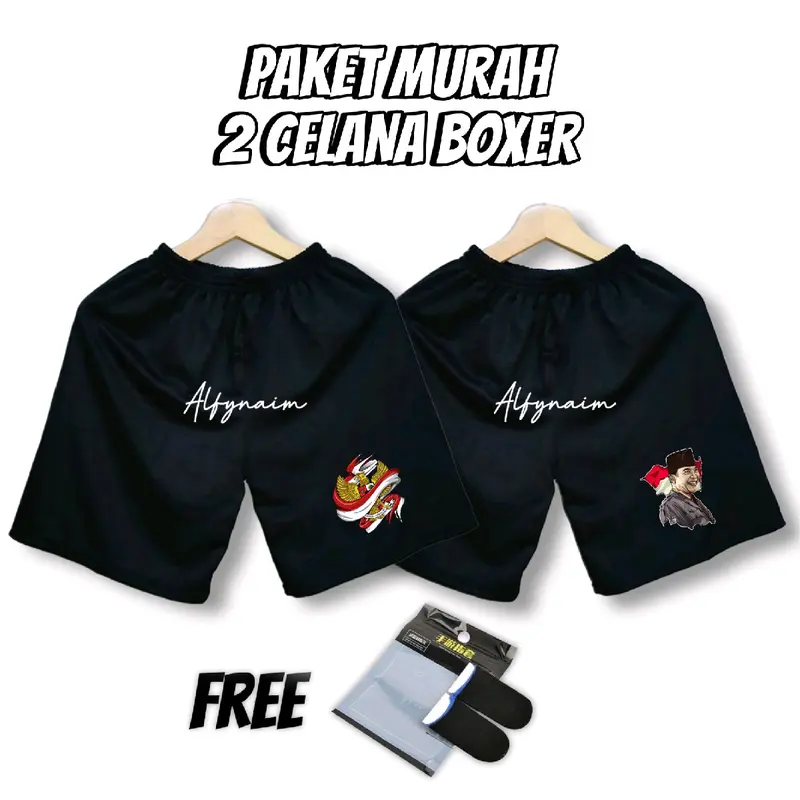 Paket Merdeka 30rb dapat 2 Celana Pendek Boxer ( Bonus Sarung Jempol ) Shorts 3