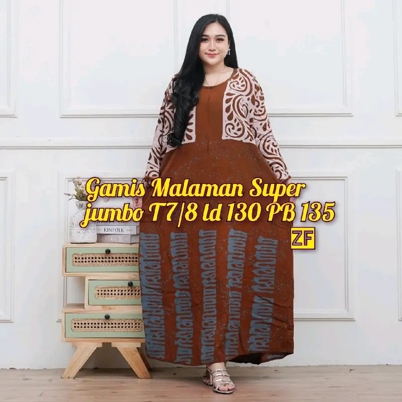 Terbaru Gamis Rayon Pekalongan Cap Malaman Ori Home Dress Busui Super Bige Size Jumbo LD 130 Tangan 7/8 Batik Muslim Nyaman 5
