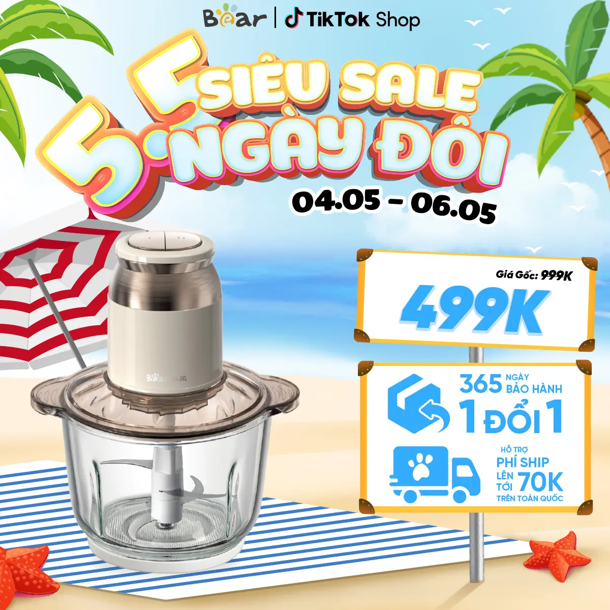 Máy xay thực phẩm đa năng Bear 2L 300W QSJ-D03D7 Chất Liệu Inox