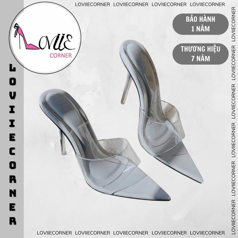 LOVIIECORNER GUỐC CAO GÓT MŨI NHỌN - FORM BÉ - GUỐC QUAI TRONG MICA MỀM - DÉP CAO GÓT ĐŨA NHỌN CAO 9 PHÂN D221037