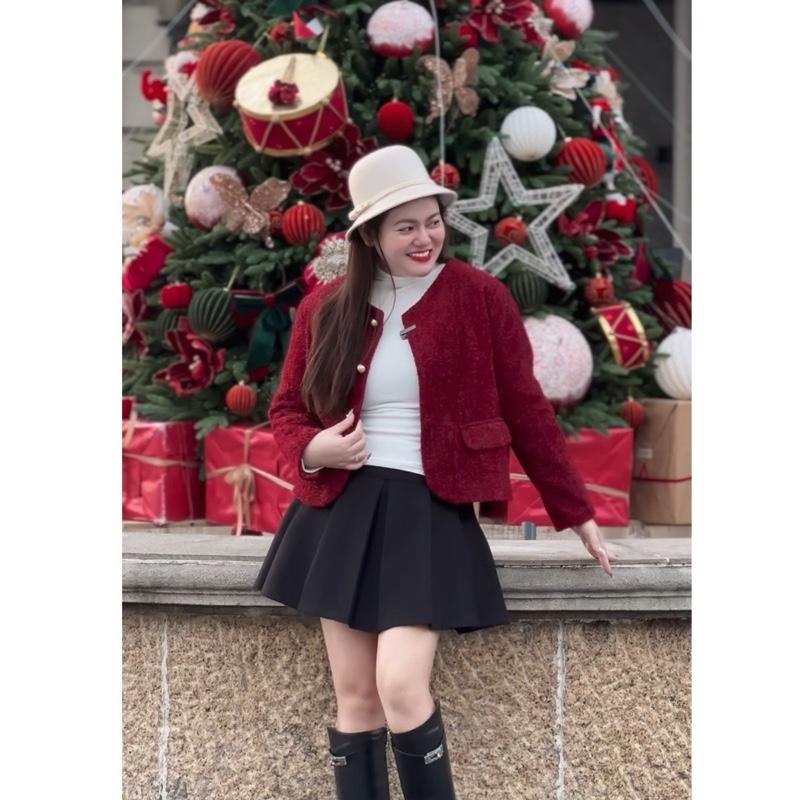 472 BIGGSIZE Áo khoác dạ kim tuyến nắp túi hai bên cao câp